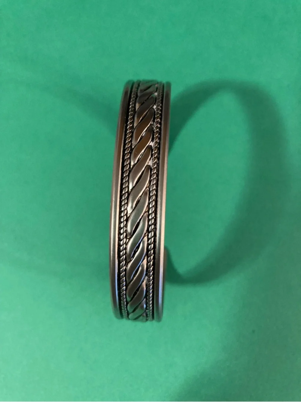 Braided Detail Silver-Tone Cuff Bracelet